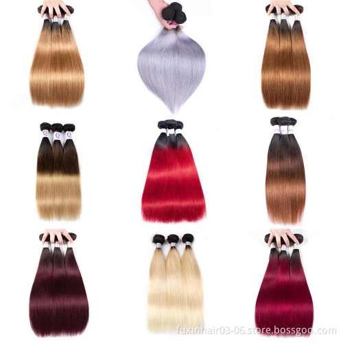 Straight Virgin Hair Bundles Grey Wholesale 18 Inch 2T Ombre 1B Brazilian Hair 100% Unprocessed Virgin Human Hair 10''-18''